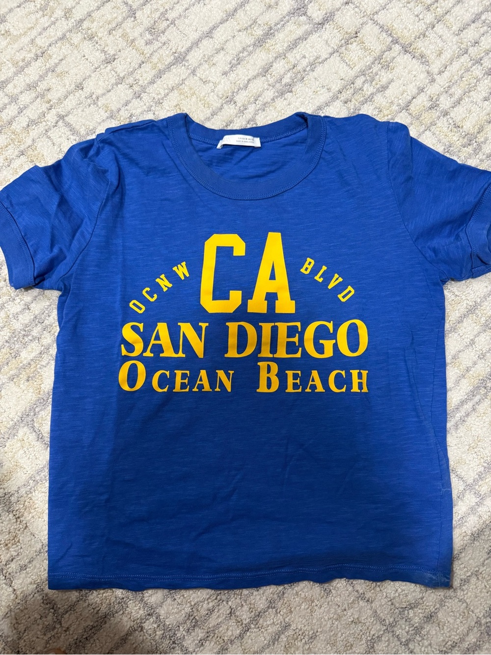 Zara Blue Short Sleeve Tee with Yellow San Diego Graphic